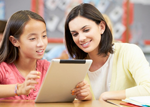 Student and Teacher Enjoying Classroom App